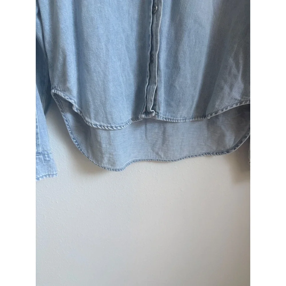 Kut from the Kloth Light Wash Cotton Linen Button Down Shirt Small KT129201